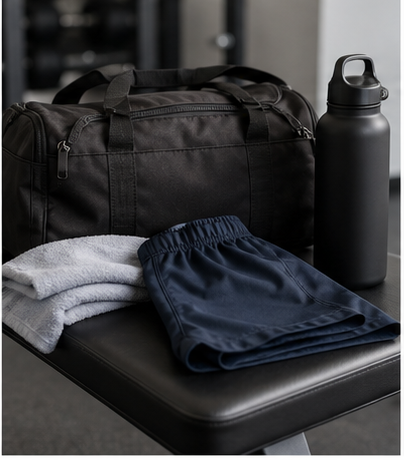 Non-branded gym bench and bag context